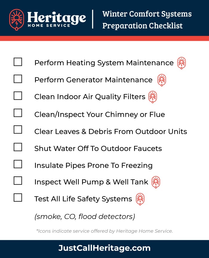 Heritage Home Service winter prep checklist
