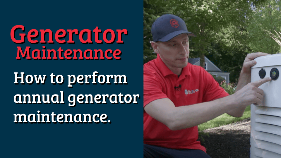 Video thumbnail with text: Generator Maintenance - How to perform annual generator maintenance