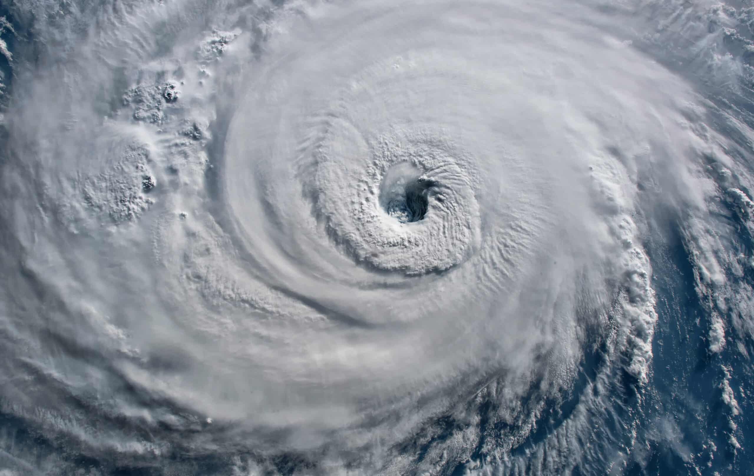 Hurricane over the Atlantic ocean viewed from space