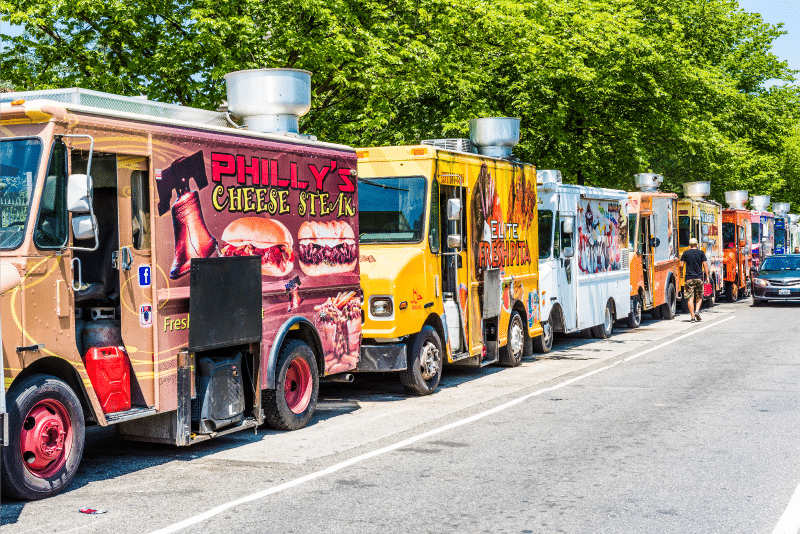 food trucks lined up